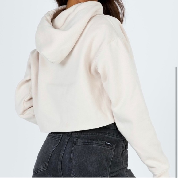 Princess Polly Dolfi Cropped Hoodie in Stone - Picture 3 of 7